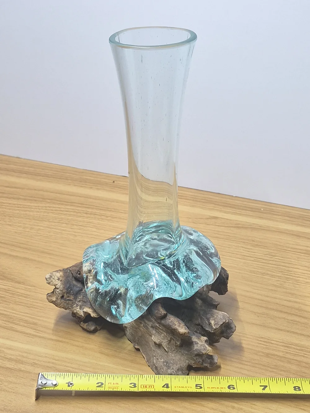 ​Molten Glass on Driftwood Vase Hand Blown Coastal Art Piece